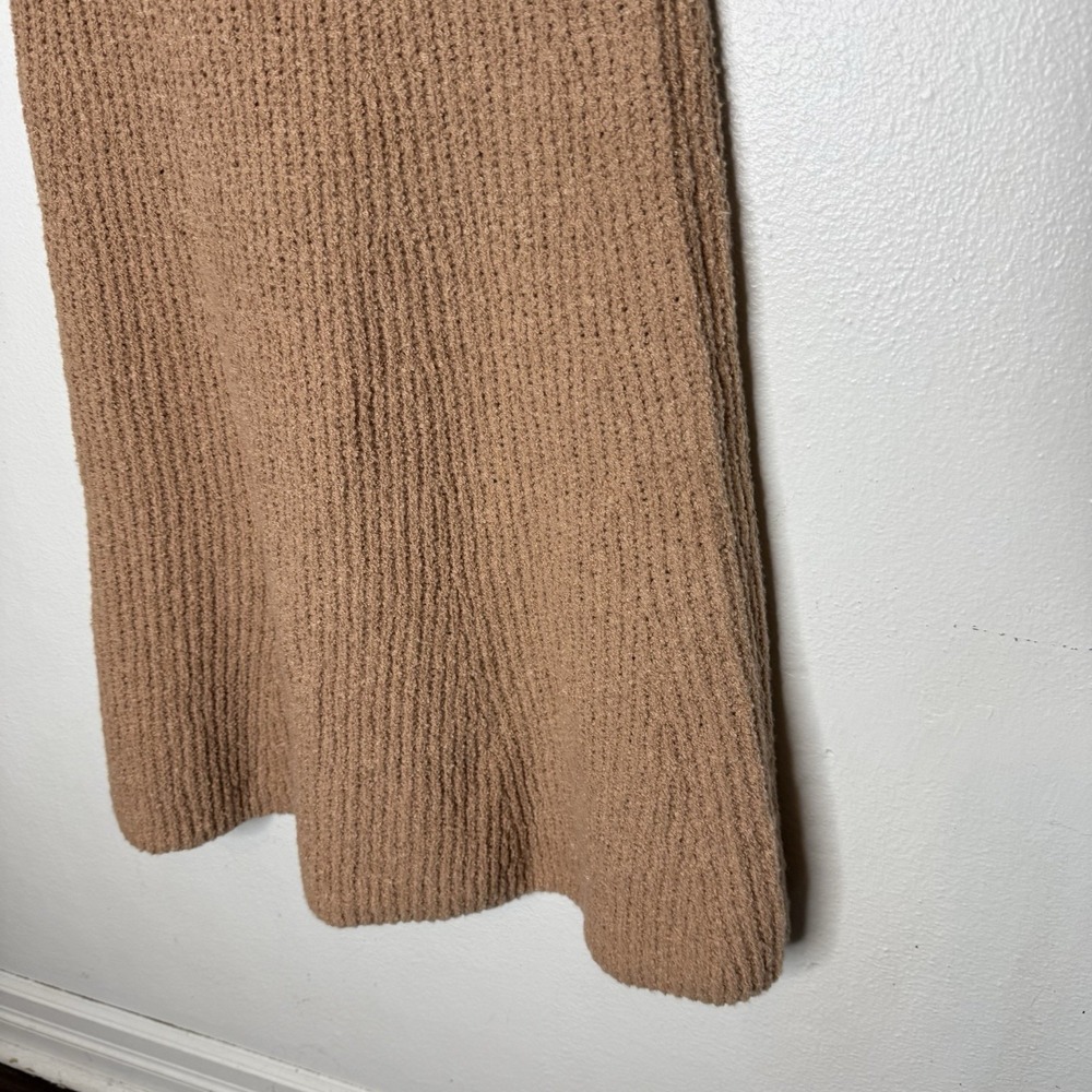 New Mango Rib Flare Beige Soft Midi Pull On Skirt Minimalist Women's Small - Picture 3 of 12